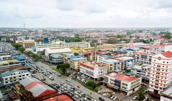 drone shot view of Sarawak