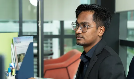Employee looking at screen