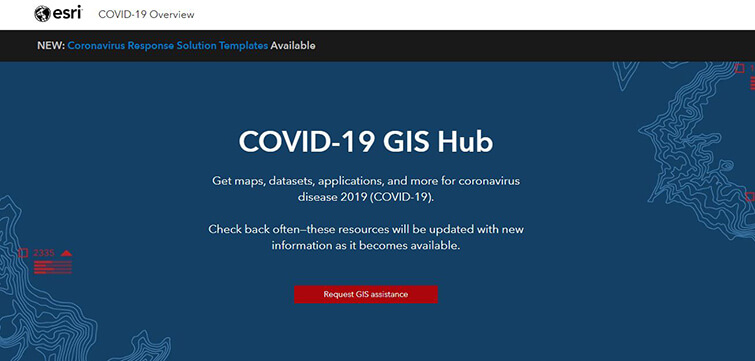 COVID-19 GIS Hub landing page